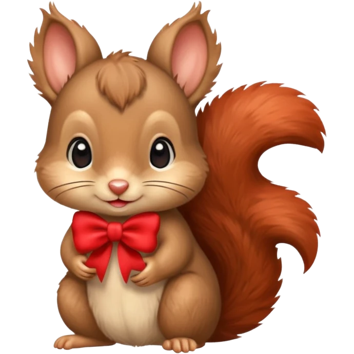 baby squirrel with a tiny red bow emoji