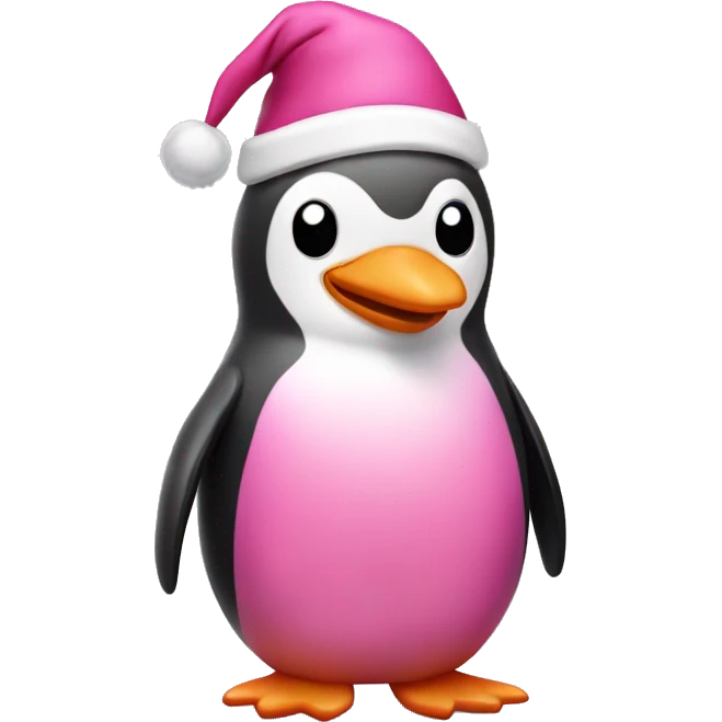 pink penguin with a santa hat  emoji