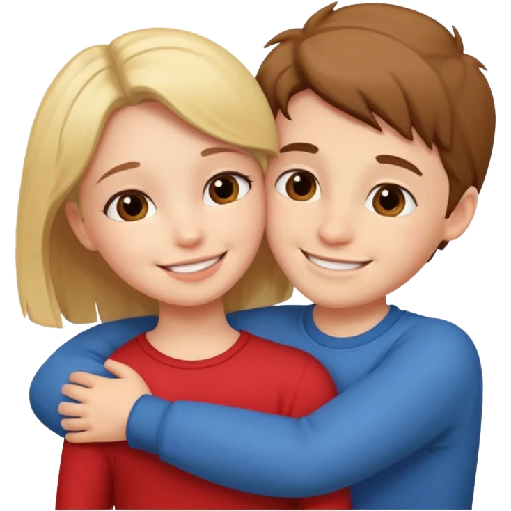 Boy and girl hugging each other in love emoji
