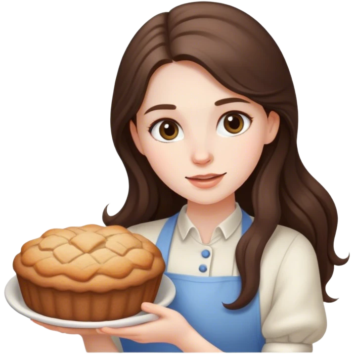 beautiful pale brunette girl with long hair baking emoji