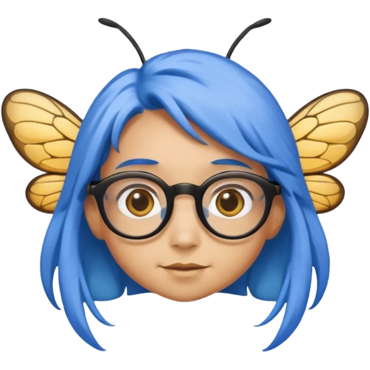 bee with blue hair and spectacles and wings emoji