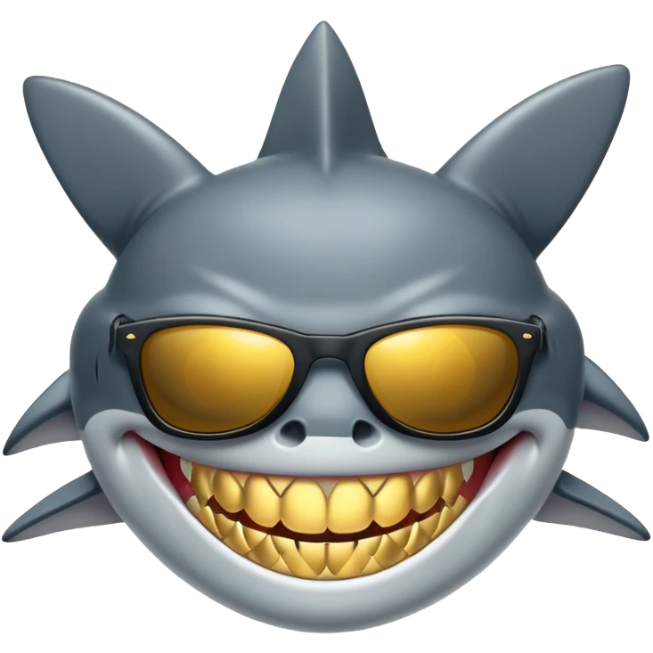 cool shark with golden teeth and black sunglasses emoji