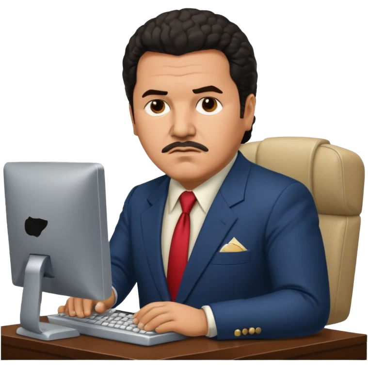drug lord Pablo escobar using computer emoji