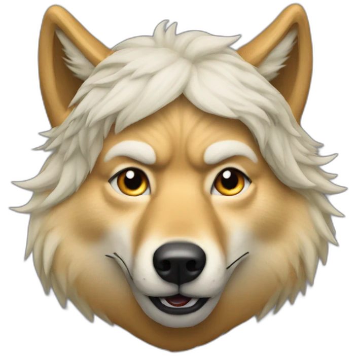 Donald Trump as a wolf with wig emoji