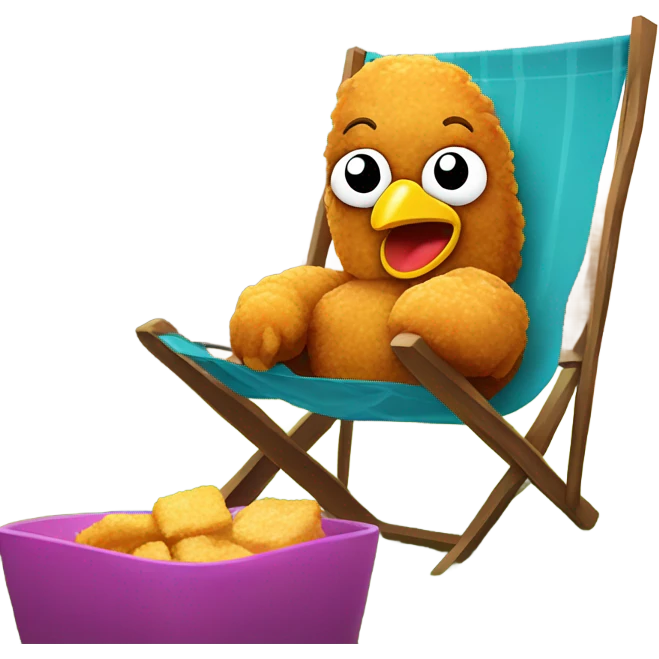 Chicken nugget sitting in lawn chair emoji