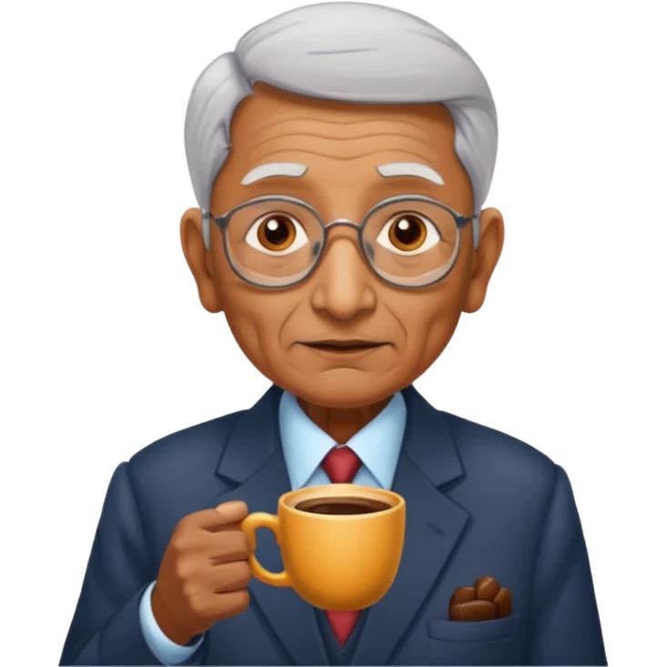 indian politition elderly with coffee emoji