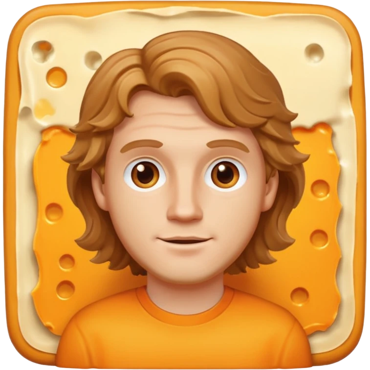 white guy with light brown wavy hair cheddar cheese emoji