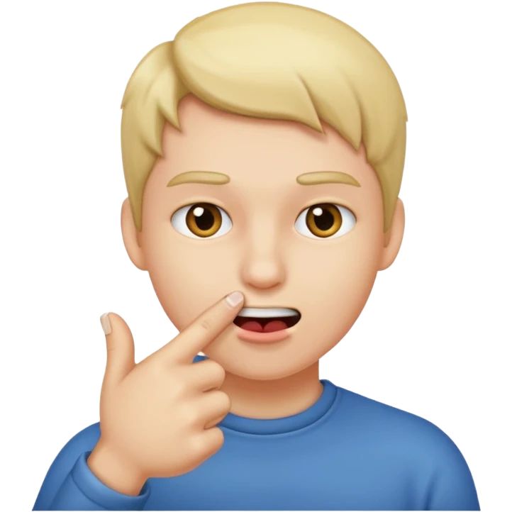 Persona mordiéndose el dedo índice pero solo la punta del dedo  emoji