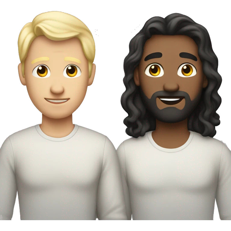 Polyamorous three men couple. one blond in the middle of 2 white skin with dark hair emoji