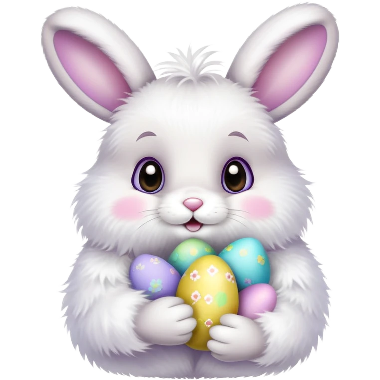 Easter bunny with colorful eggs emoji