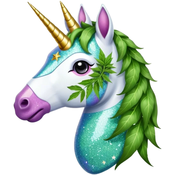 Glitter unicorn eat  Weed leafs emoji