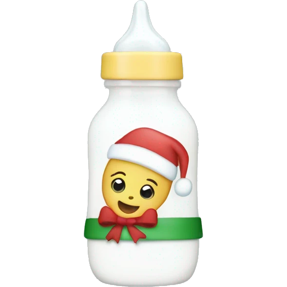 Baby bottle in Christmas design with milk emoji