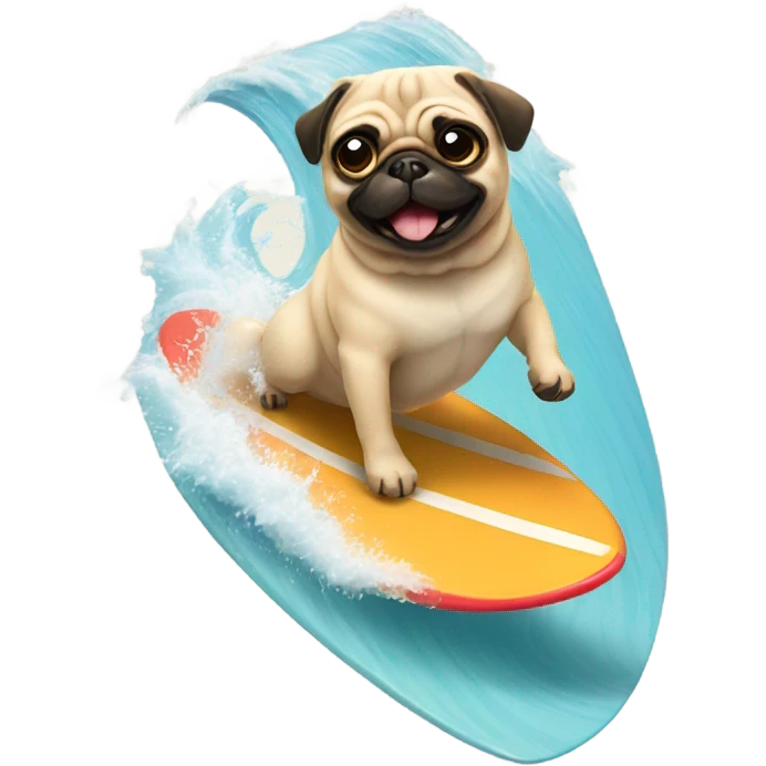 Pug surfing  emoji