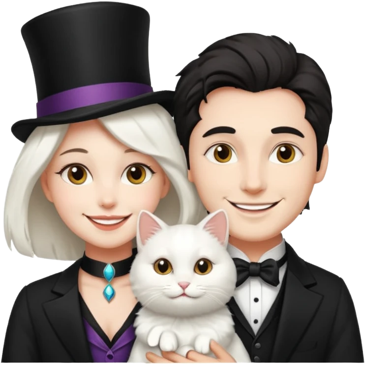I'llmagician couple and their pet cat emoji