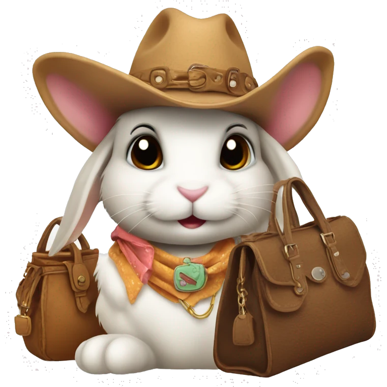  A bunny rabbit with a cowgirl hat on with a handbag emoji