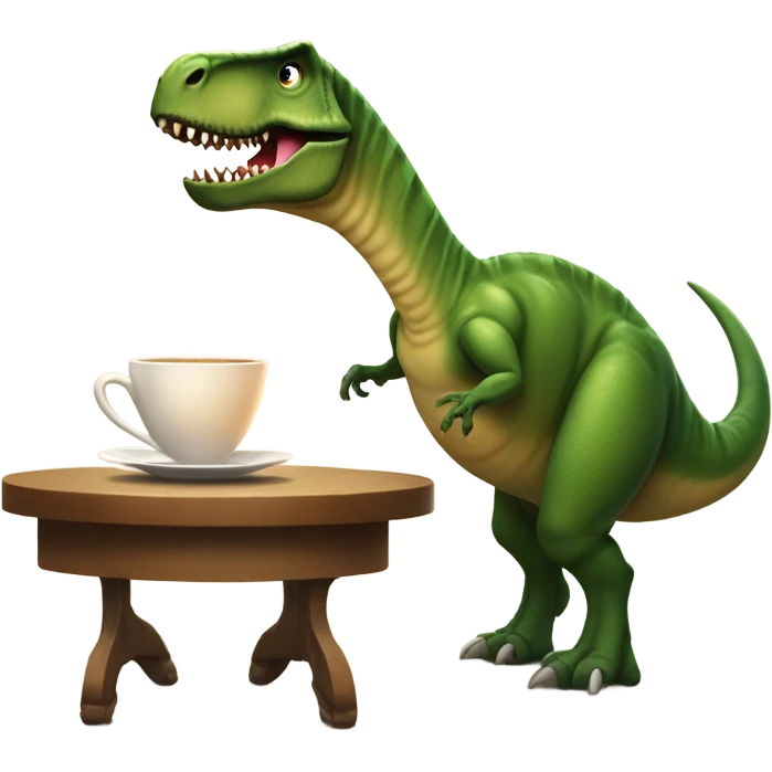 Dinosaur drinking tea emoji