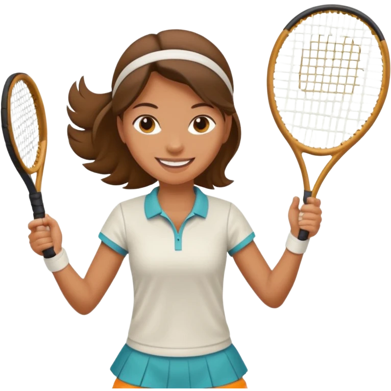 female tennis player swinging racket smiling emoji