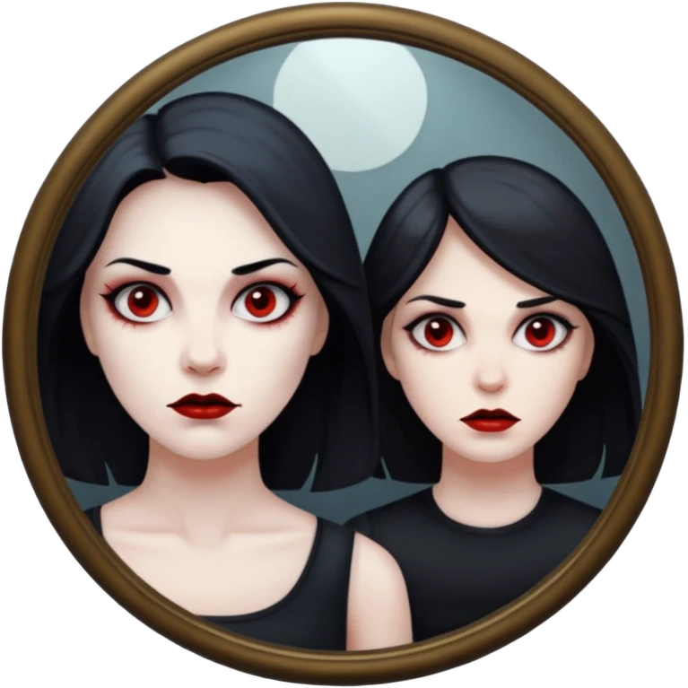 killer on mirror behind woman emoji
