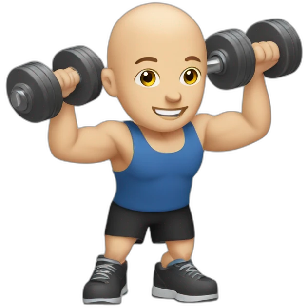 bald man curling dumbells emoji