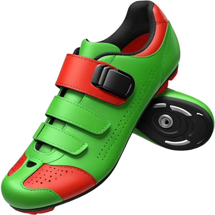 indoor cycling shoe, both of them with christmas color emoji