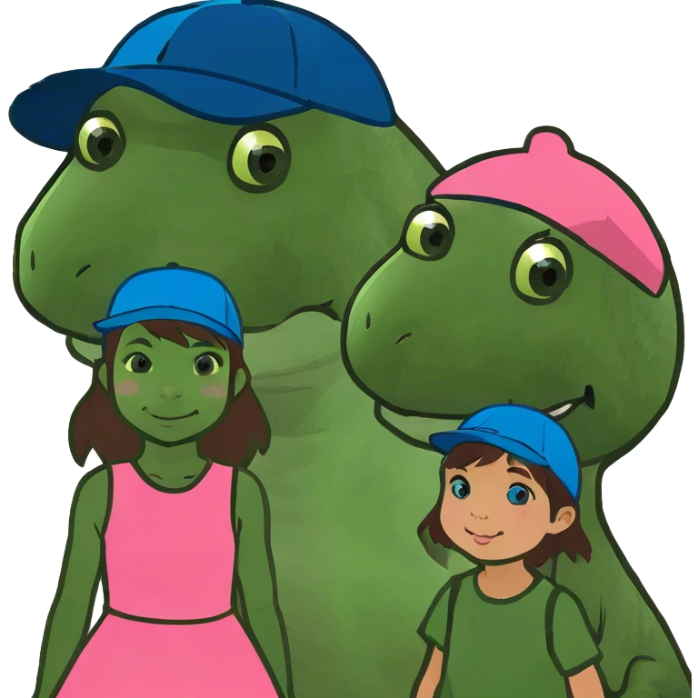 dinosaur with girl and boy  emoji