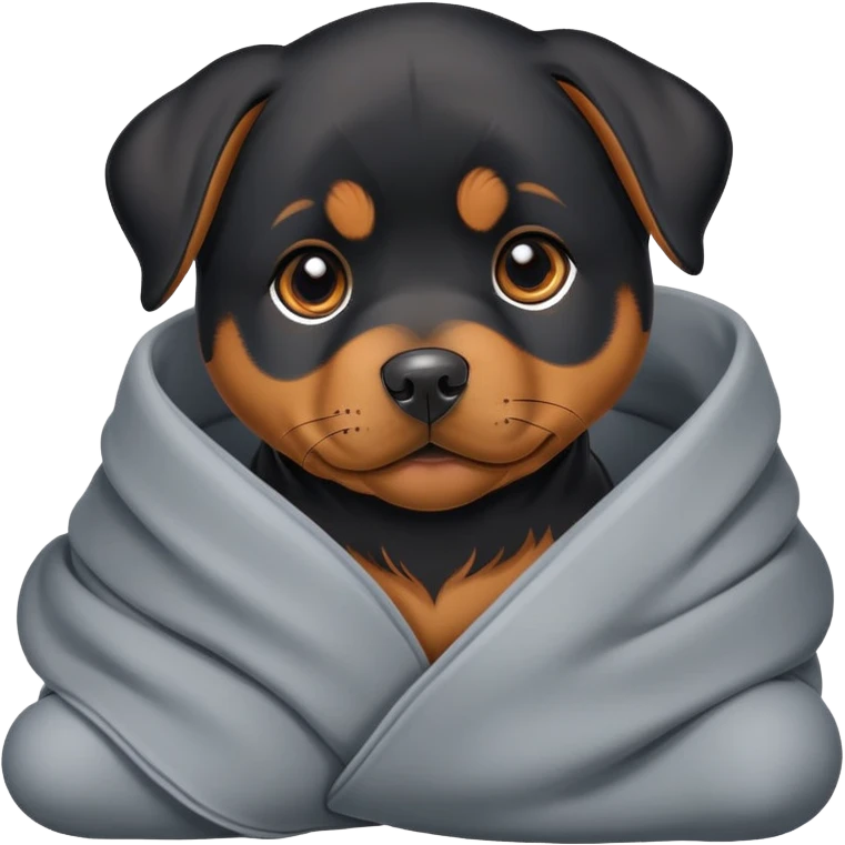 Rottweiler puppy wrapped in blanket emoji