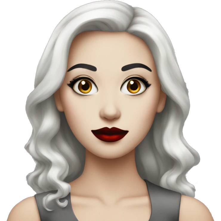 A white person with black makeup and red lipstick on emoji
