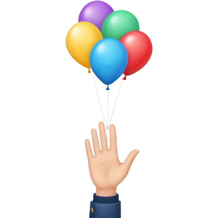 balloon flying upward from a hand emoji