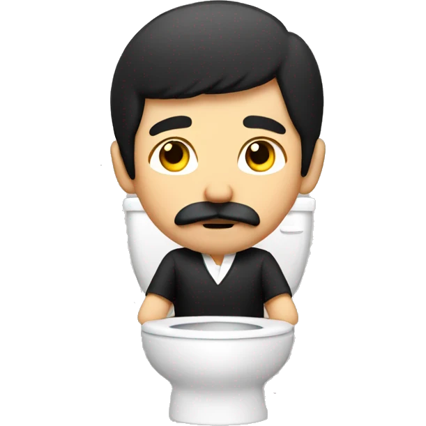 Guy with black hair and mustache sitting in toilet  emoji