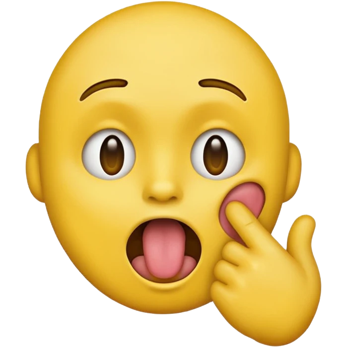 yellow face emoji with one hand grabbing its own throat, distressed expression, tongue out emoji