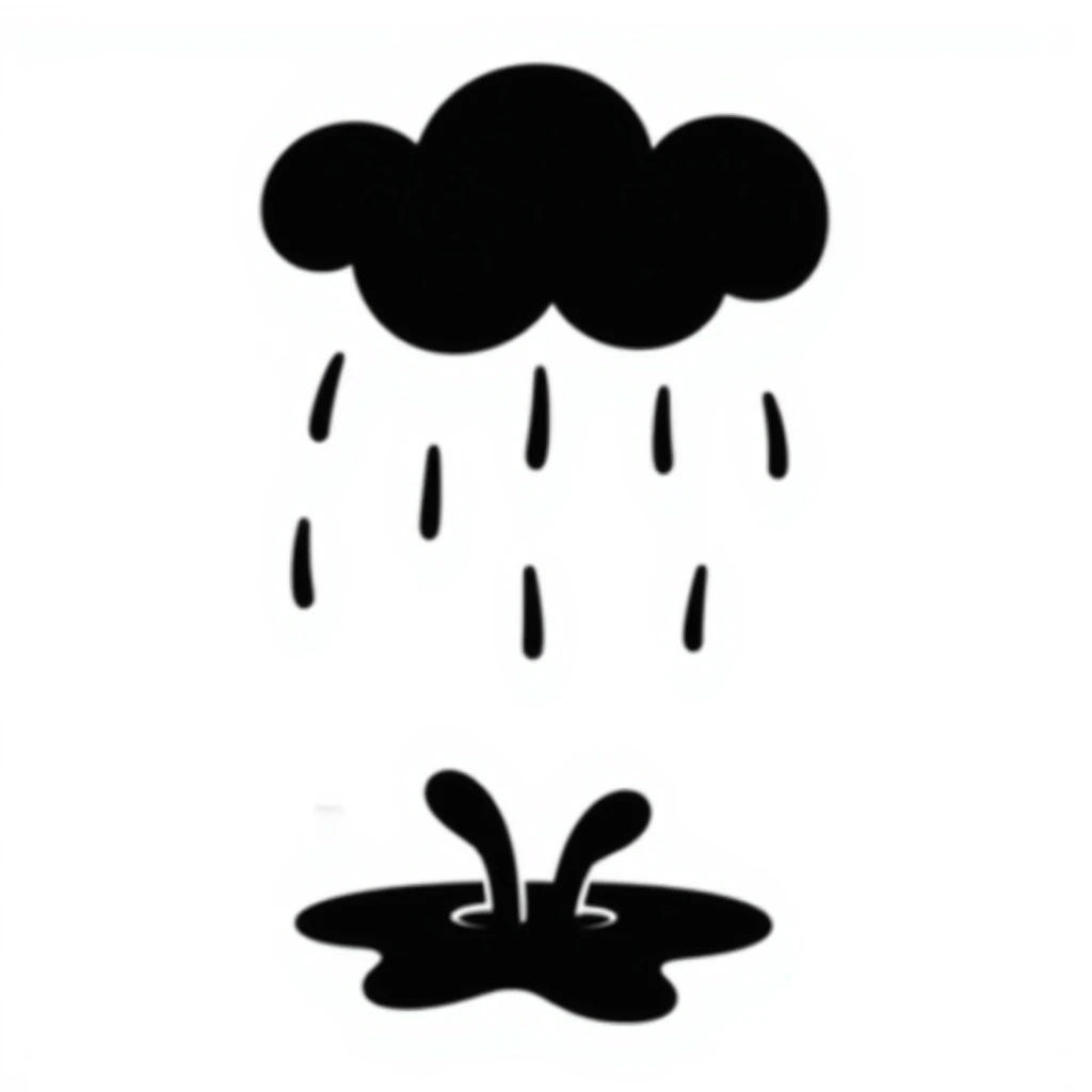 rain, black doodle style emoji