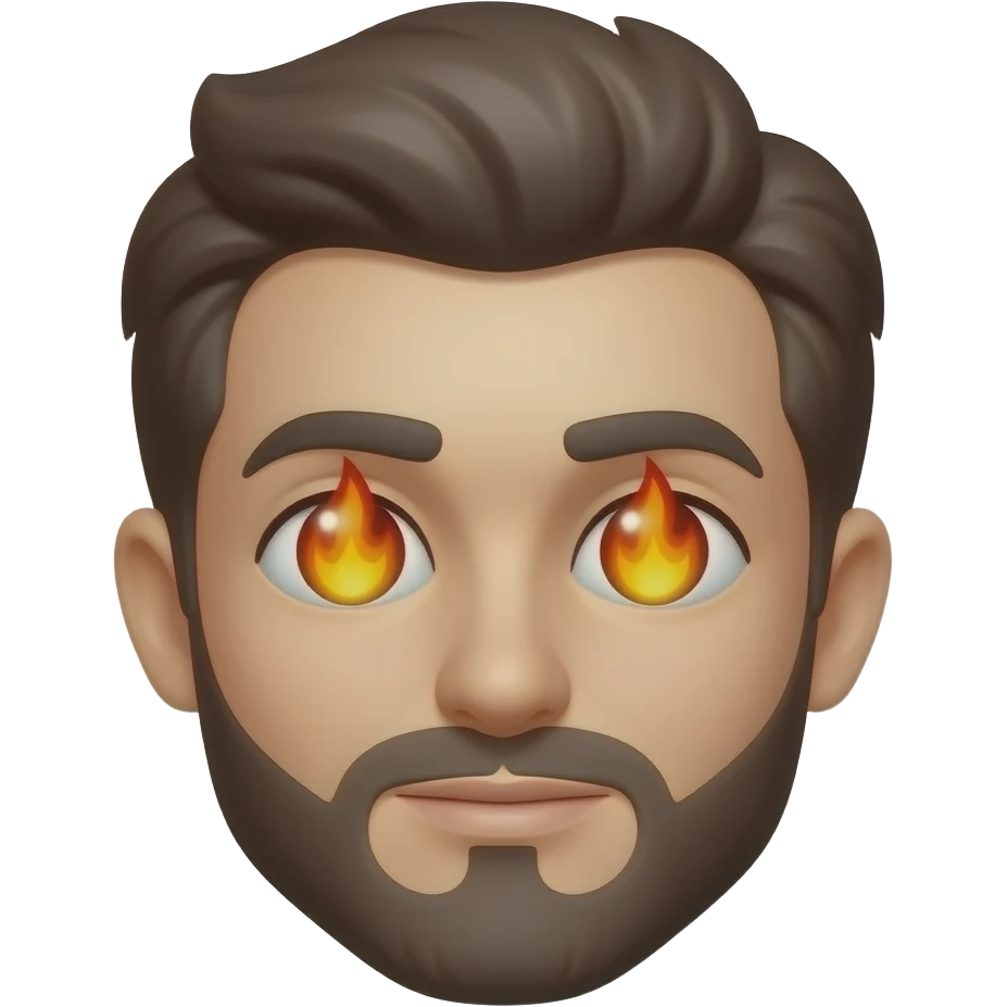 Men memoji fire in eyes with unique handsome face emoji
