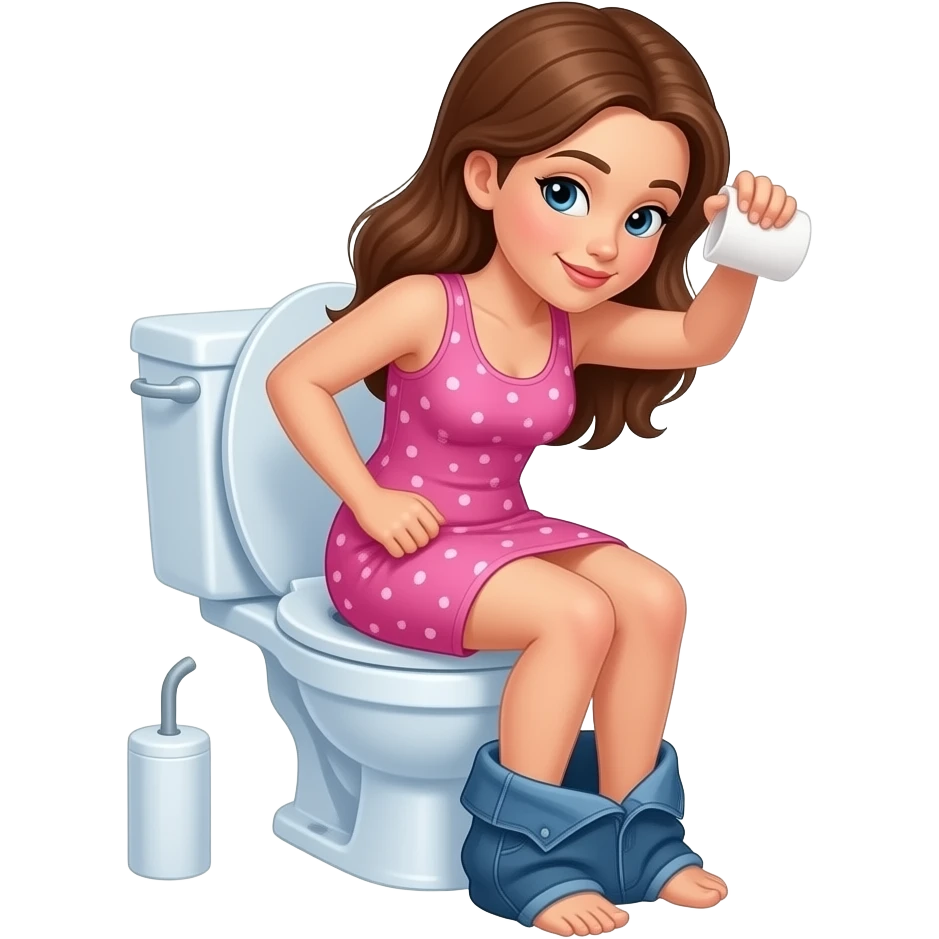 Woman takes off her clothes on toilet emoji