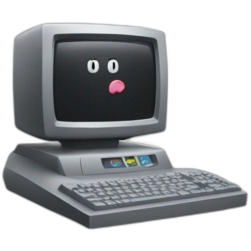 computer with "MJ" written on the screen emoji