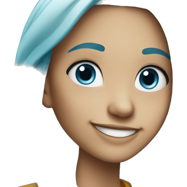 girl with long blue hair and smile  emoji