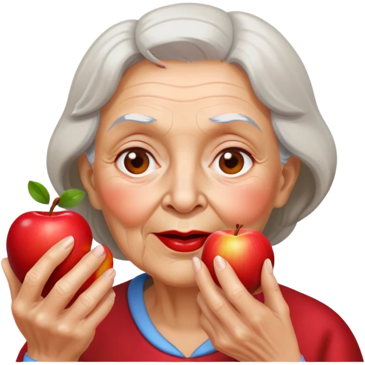 A old women eating 2 apples emoji