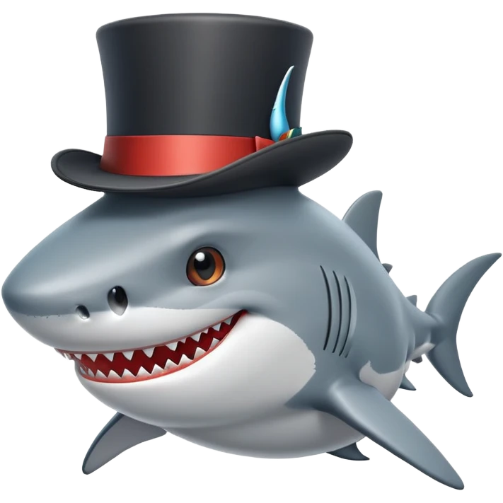 Shark with a top hat emoji