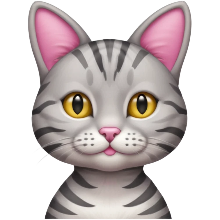grey tabby cat: pink ears  emoji