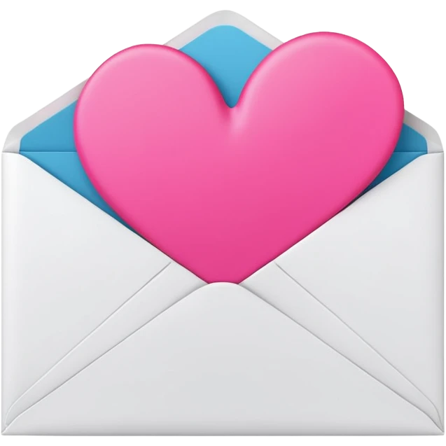 A 3D render of a white letter envelope with a vibrant pink heart sticker, clean background emoji
