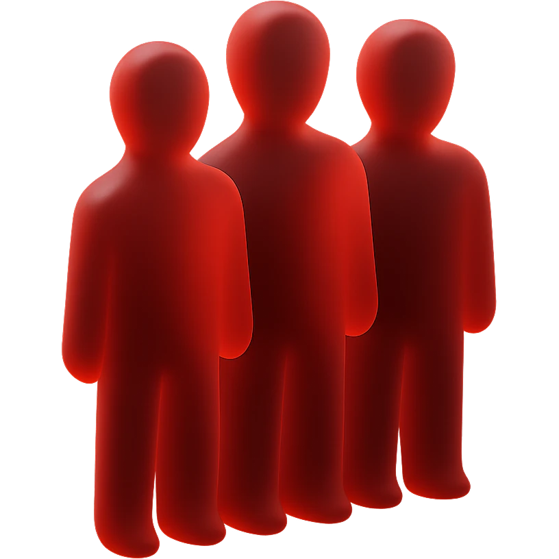 three red shadowy silhouettes standing next to each other emoji