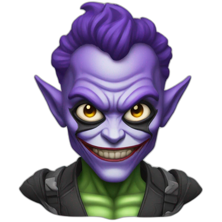 alien with muscular body and looks like joker emoji