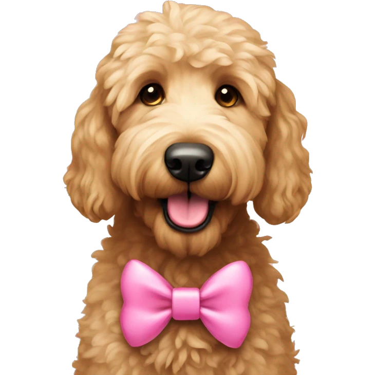 golden doodle with pink bow  emoji