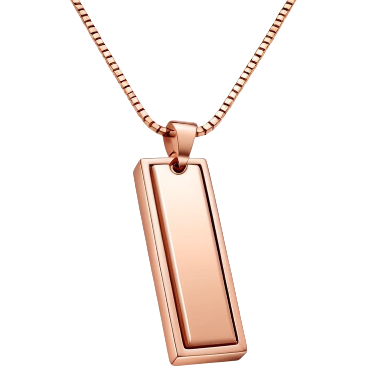 Long rose gold vertical 3d rectangle necklace  emoji