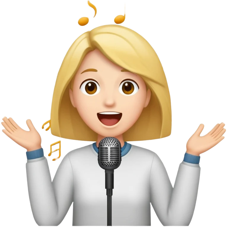 person singing with musical notes, happy and expressive emoji