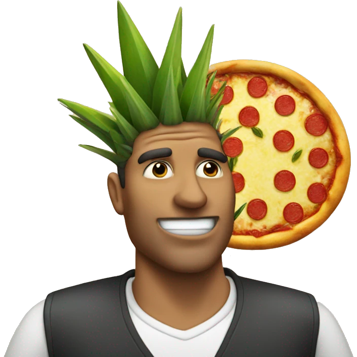Mr In Between with a pine apple pizza  emoji