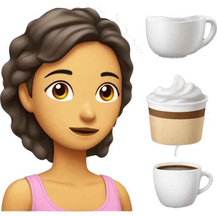 Chica de tono de piel medio, con ojos cafés y con una toalla en la cabeza, y una toalla en el cuerpo, saliendo de una ducha con una cara de reajación emoji