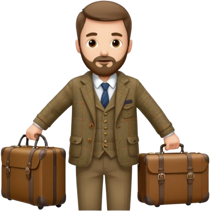 SCOTTISH MAN WITH STUBBLE BEARD TRAVELLING WITH SUITCASE AND BAGS emoji