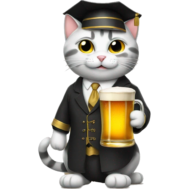 Lawer cat with beer on hand emoji