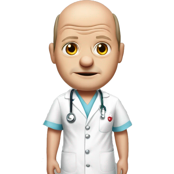 photorealistic Olaf Scholz shrugs as a nurse emoji