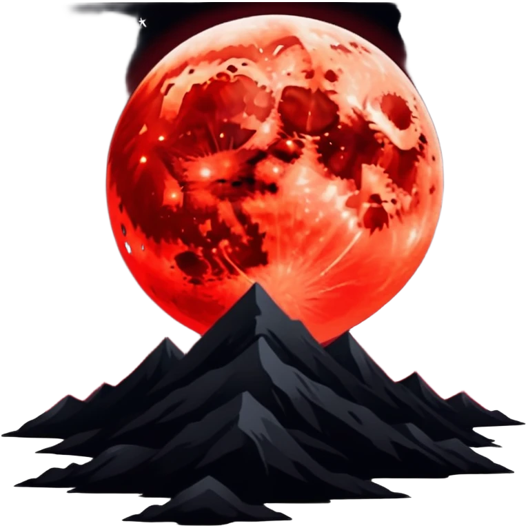 Edgy Black night sky with big Red vibrant neon-crimson-blood-moon Aesthetic Scenery full picture  emoji